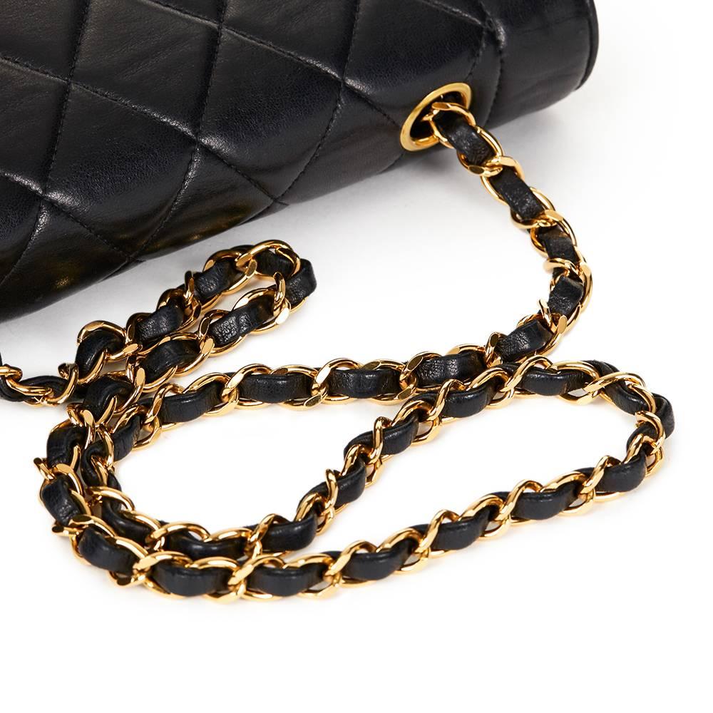 1990s Chanel Black Quilted Lambskin Vintage Small Diana Classic Single Flap Bag 2