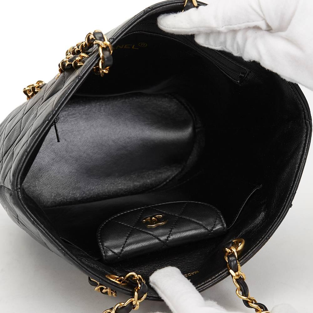 1990 Chanel Black Quilted Lambskin Vintage Bucket Bag 3