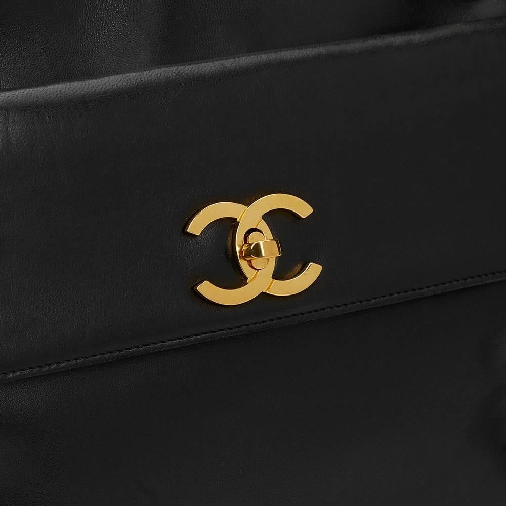 1990s Chanel Black Lambskin Leather Vintage Timeless Shoulder Bag 3