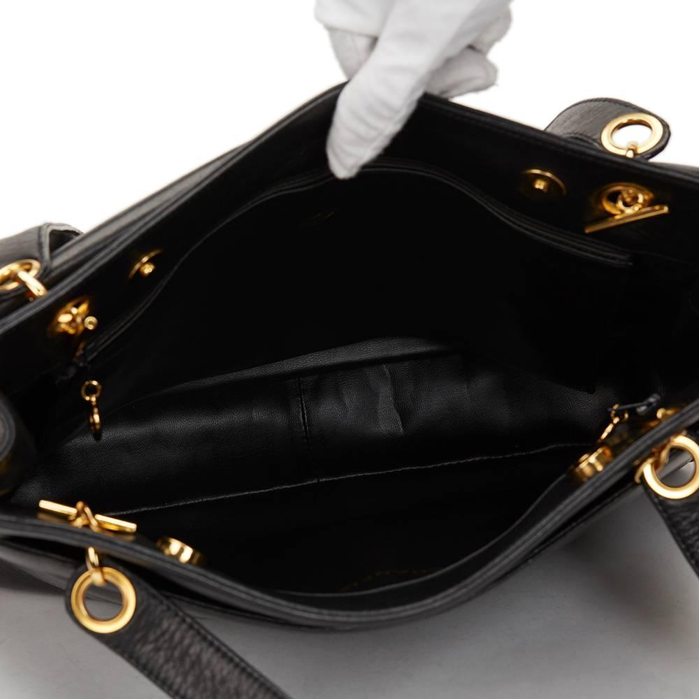 1990s Chanel Black Lambskin Leather Vintage Timeless Shoulder Bag 4