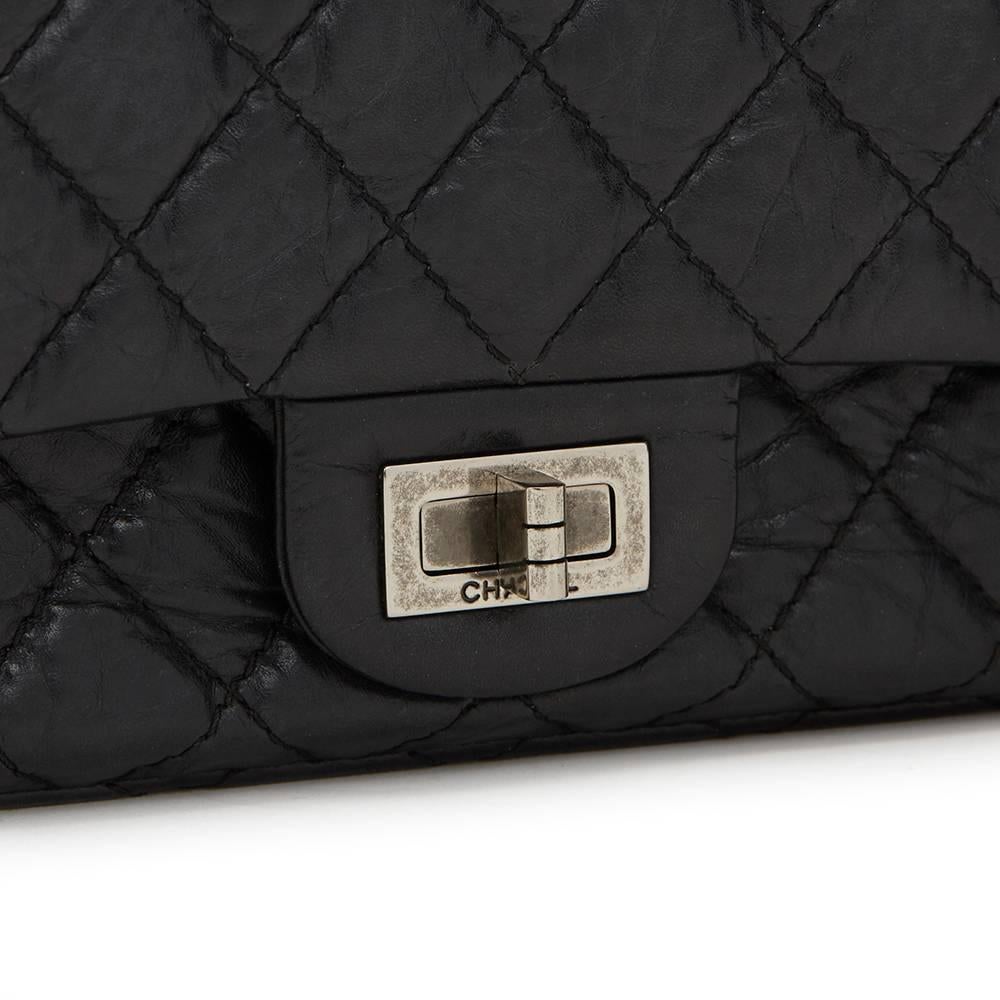 Women's 2000s Chanel Black Quilted Aged Calfskin 2.55 Reissue 225 Double Flap Bag