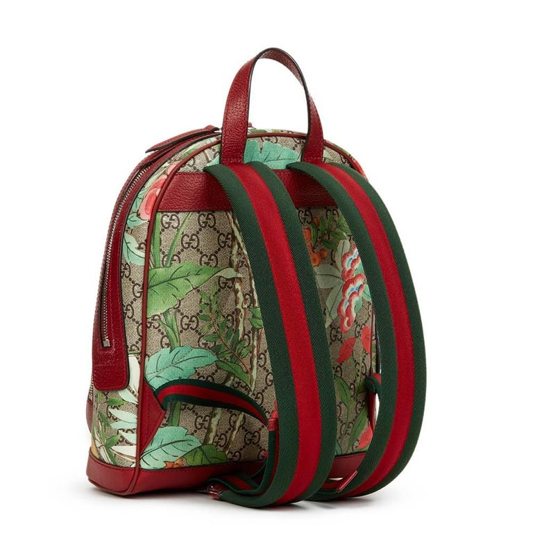 2017 Gucci Tian GG Supreme Canvas and Red Calfskin Leather Backpack at ...