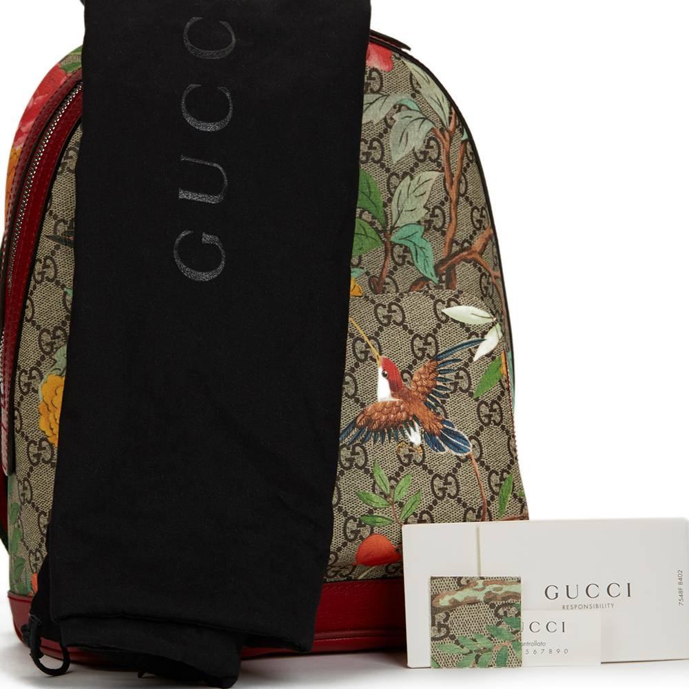 2017 Gucci Tian GG Supreme Canvas & Red Calfskin Leather Backpack 2