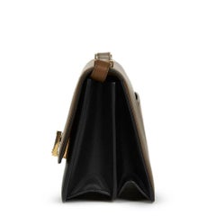 2012 Céline Brown & Black Calfskin Leather Bi-Colour Medium Case Flap Bag