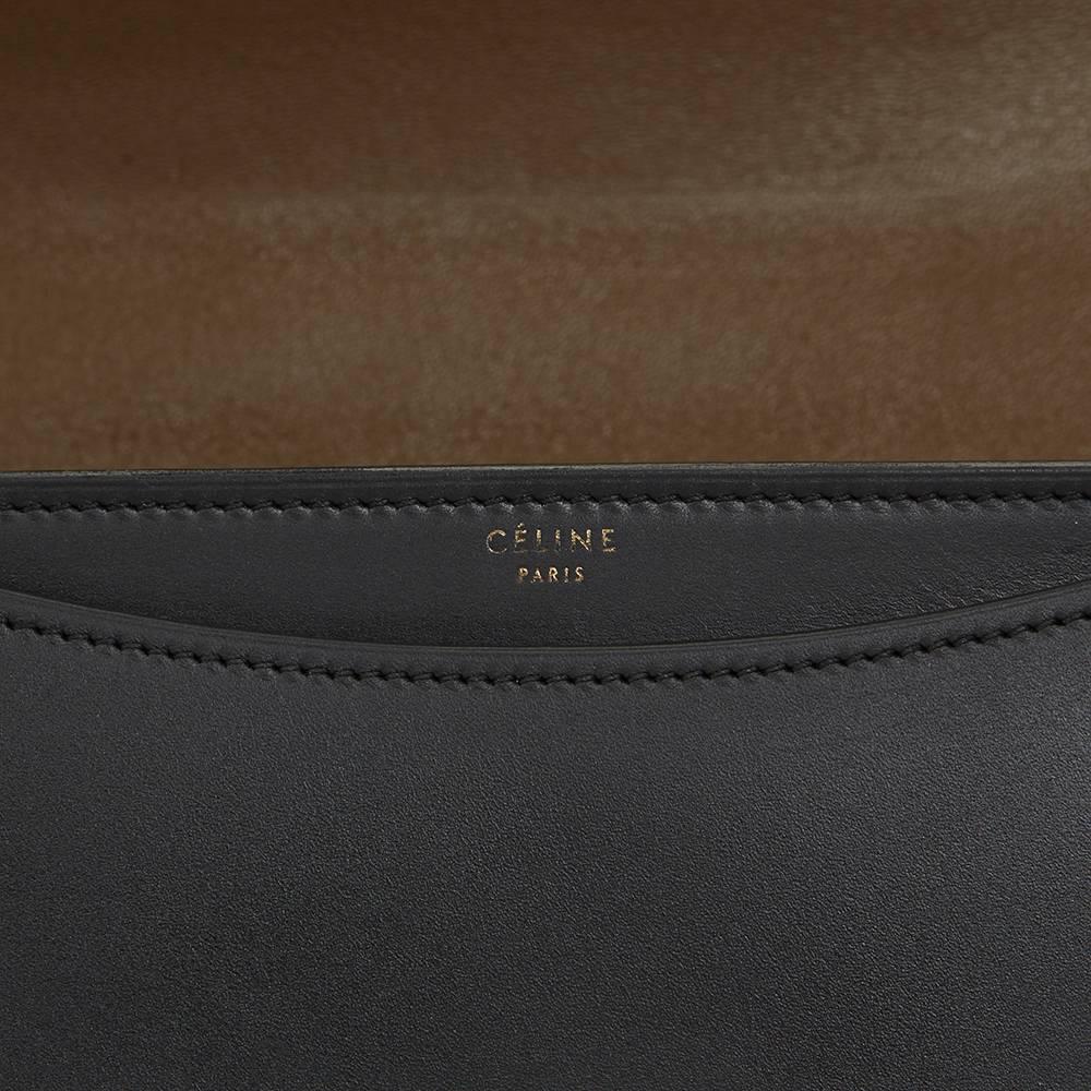 2012 Céline Brown & Black Calfskin Leather Bi-Colour Medium Case Flap Bag 3