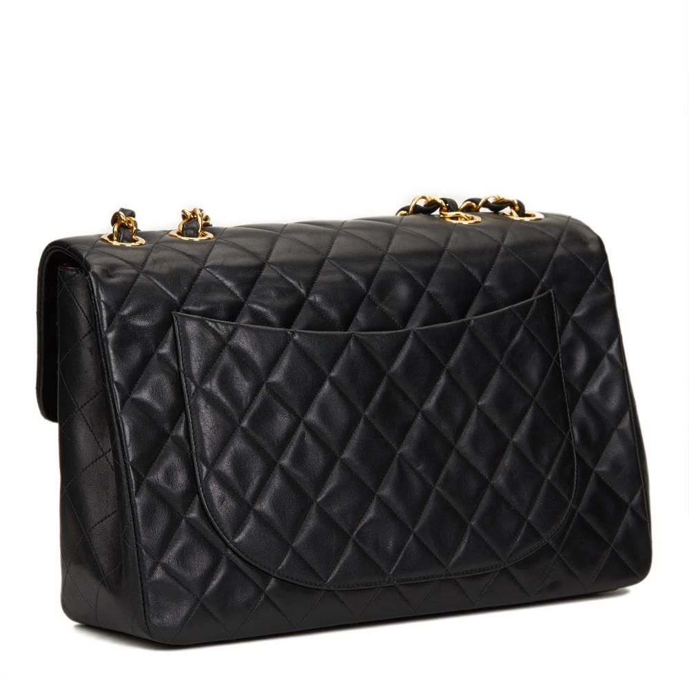 Women's 1996 Chanel Black Quilted Lambskin Vintage Maxi Jumbo XL Flap Bag