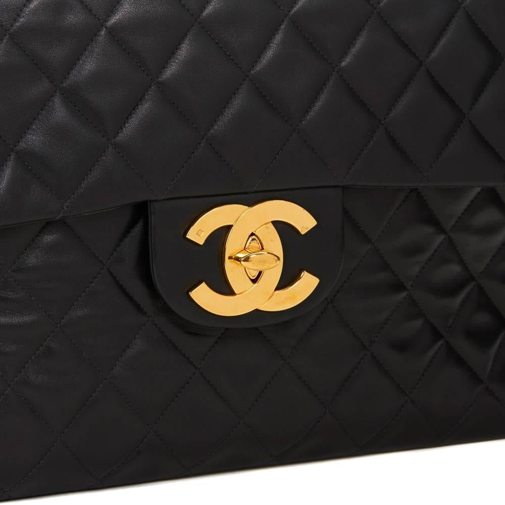 1996 Chanel Black Quilted Lambskin Vintage Maxi Jumbo XL Flap Bag 2