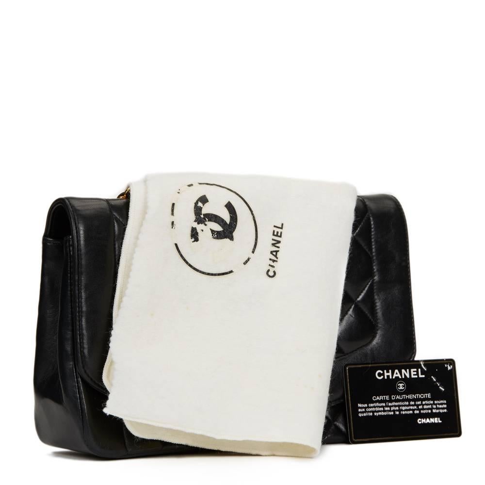 1990s Chanel Black Quilted Lambskin Medium Diana Classic Single Flap Bag 6