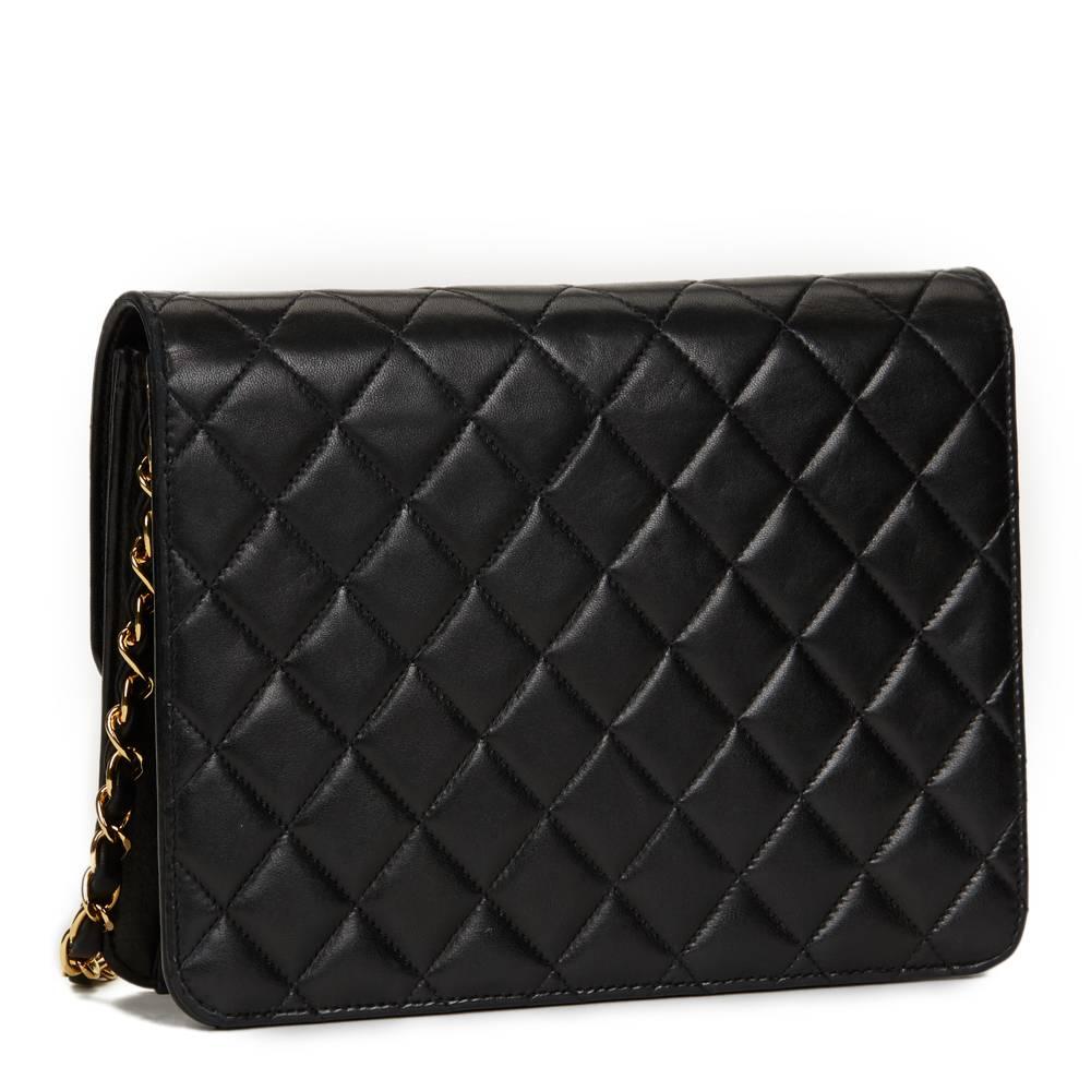 Women's 1990s Chanel Black Quilted Lambskin Classic Single Flap Bag