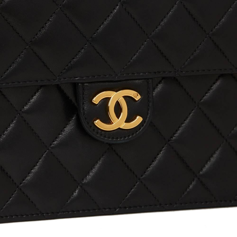 1990s Chanel Black Quilted Lambskin Classic Single Flap Bag 2