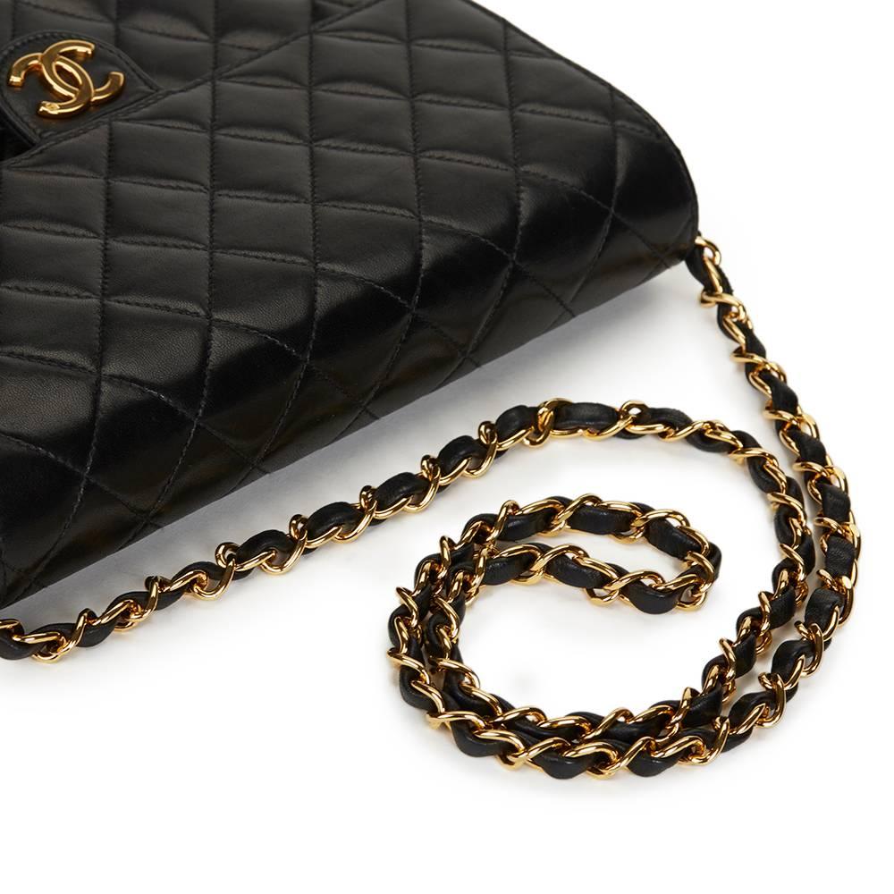 1990s Chanel Black Quilted Lambskin Classic Single Flap Bag 3