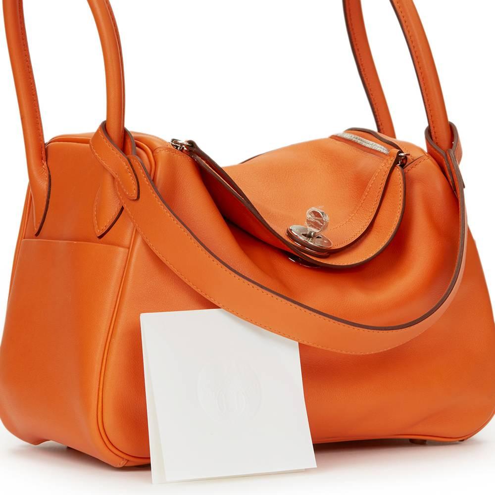 2010 Hermes Orange H Swift Leather Lindy 26cm 5