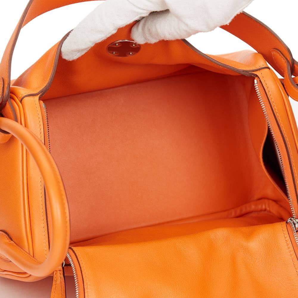 2010 Hermes Orange H Swift Leather Lindy 26cm 2