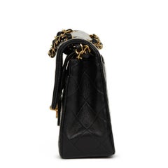1990s Chanel Black Quilted Lambskin Small Classic Double Flap Bag