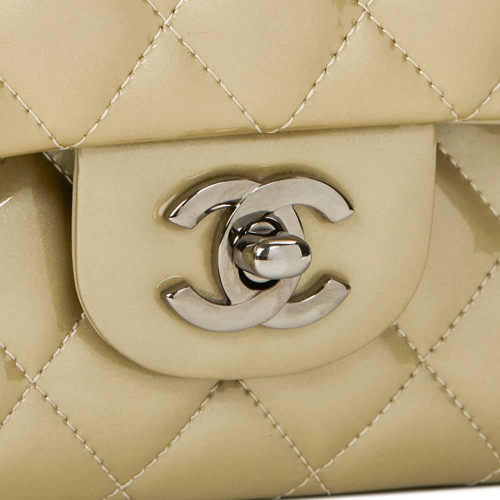 2010's Chanel Pale Olive Quilted Patent Leather Medium Classic Double Flap Bag 1
