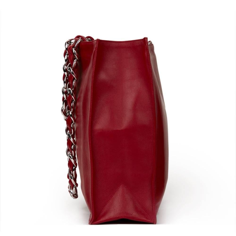 Women's 1990s Chanel Red Lambskin Vintage Timeless Shoulder Tote