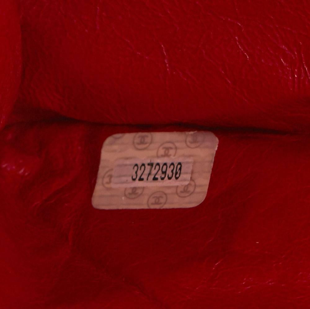 1990s Chanel Red Lambskin Vintage Timeless Shoulder Tote 2
