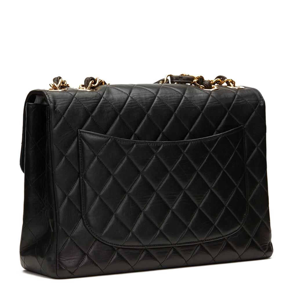 Women's 1997 Chanel Black Quilted Lambskin Vintage Jumbo XL Flap Bag