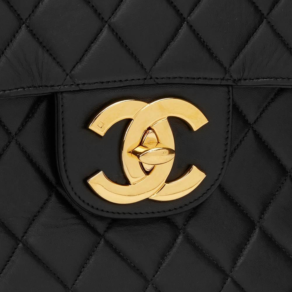 1997 Chanel Black Quilted Lambskin Vintage Jumbo XL Flap Bag 2