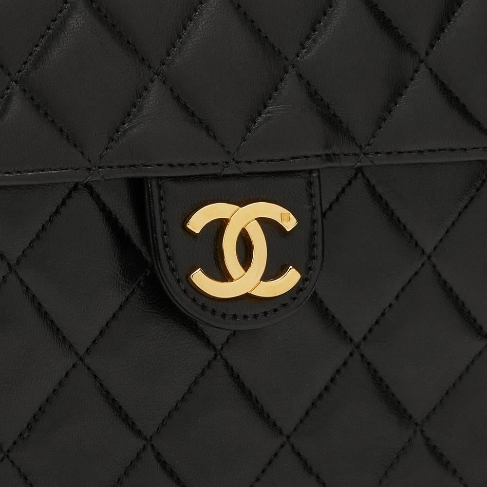 Women's 1997 Chanel Black Quilted Lambskin Vintage Classic Single Flap Bag