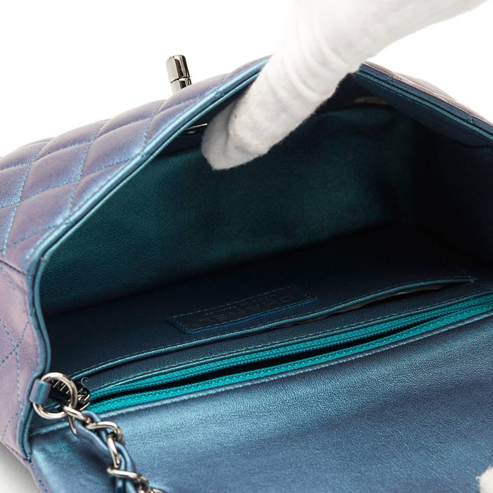 2017 Chanel Turquoise Metallic Quilted Lambskin Rectangular Mini Flap Bag 1