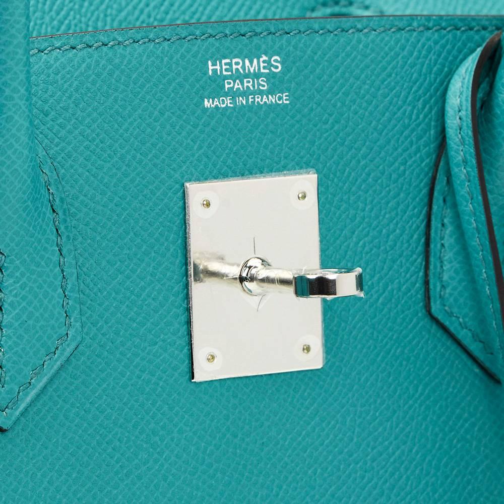 2016 Hermes Blue Paon Epsom Leather Birkin 30cm 3