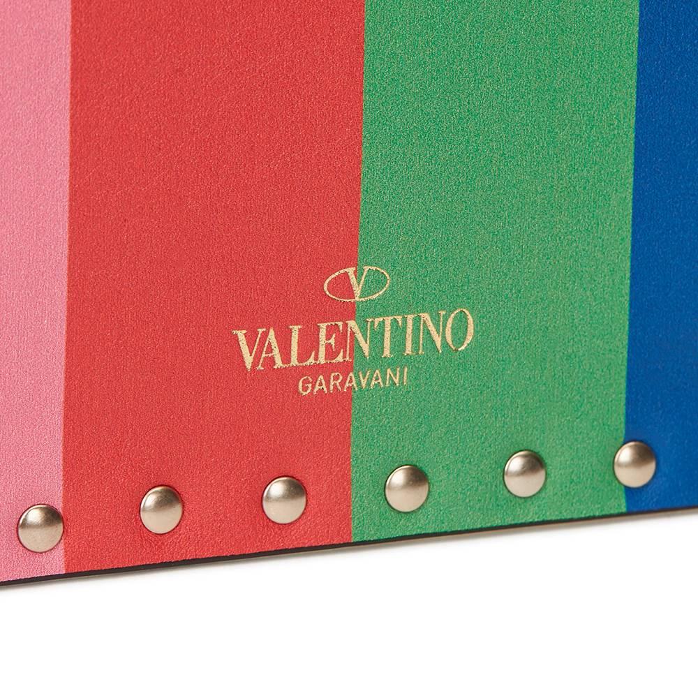 Women's 2016 Valentino Rainbow Patterned Lambskin Rockstud Clutch