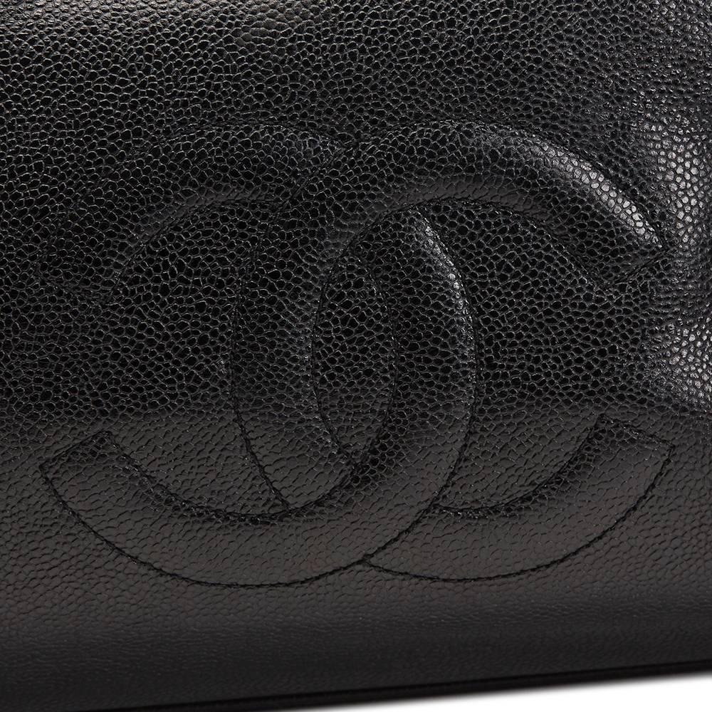 1990s Chanel Black Caviar Leather Vintage Jumbo Supermodel Tote 5