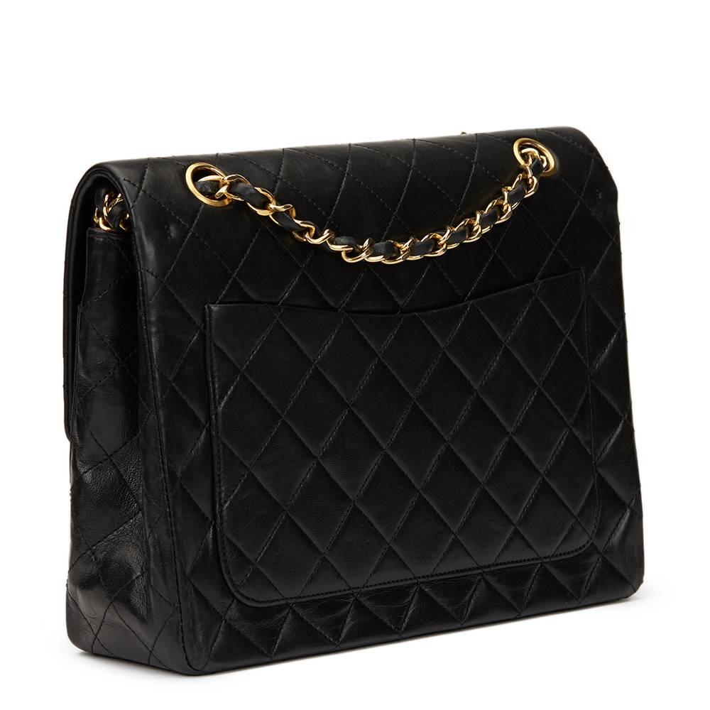 1997 Chanel Black Quilted Lambskin Vintage Medium Tall Classic Double Flap Bag In Good Condition In Bishop's Stortford, Hertfordshire