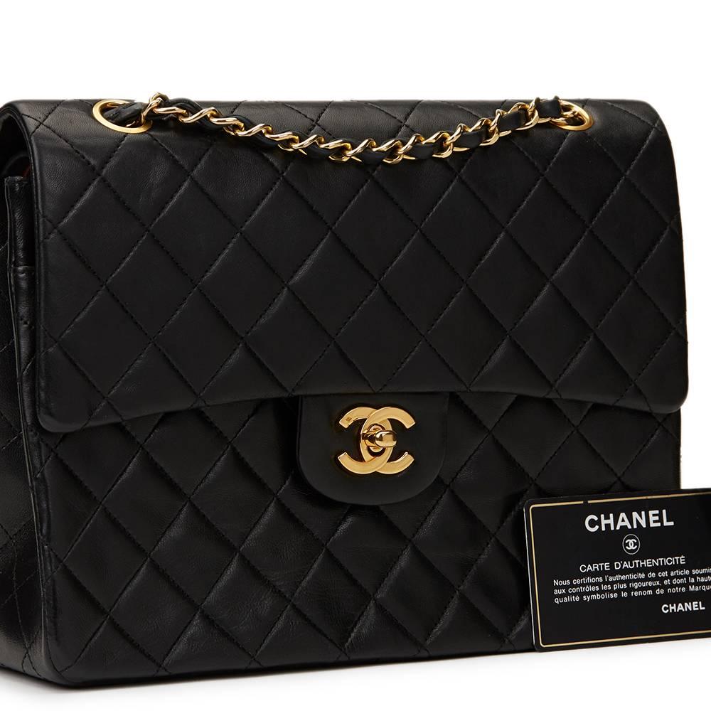 1997 Chanel Black Quilted Lambskin Vintage Medium Tall Classic Double Flap Bag 5