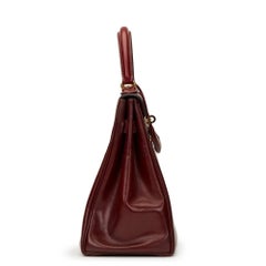 1970's Hermes Rouge H Box Calf Leather Vintage Kelly 32cm Retourne