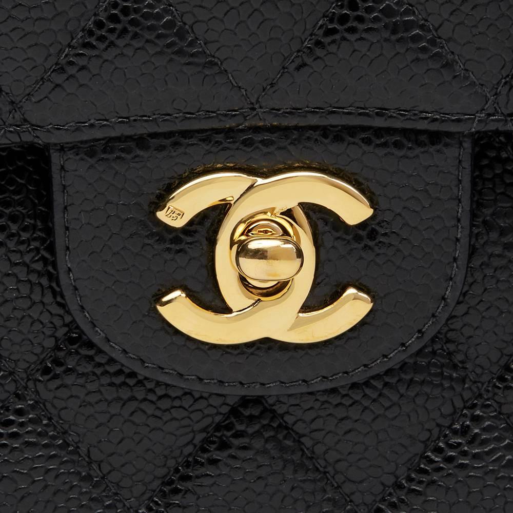 2003 Chanel Black Quilted Caviar Leather Medium Classic Double Flap Bag   In Good Condition In Bishop's Stortford, Hertfordshire