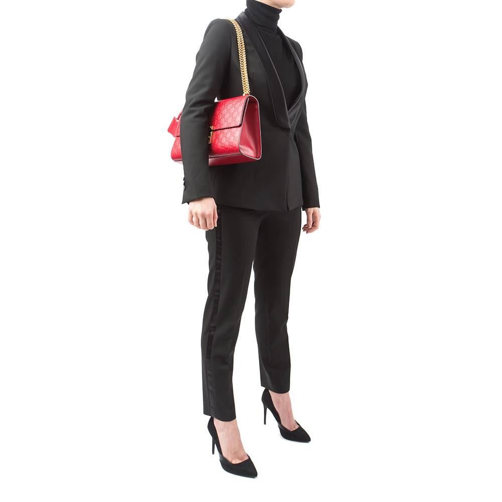 2017 Gucci Hibiscus Red Calfskin Leather Signature Padlock Shoulder Bag 5