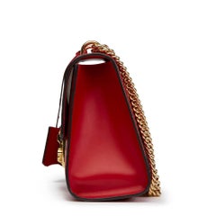 2017 Gucci Hibiscus Red Calfskin Leather Signature Padlock Shoulder Bag