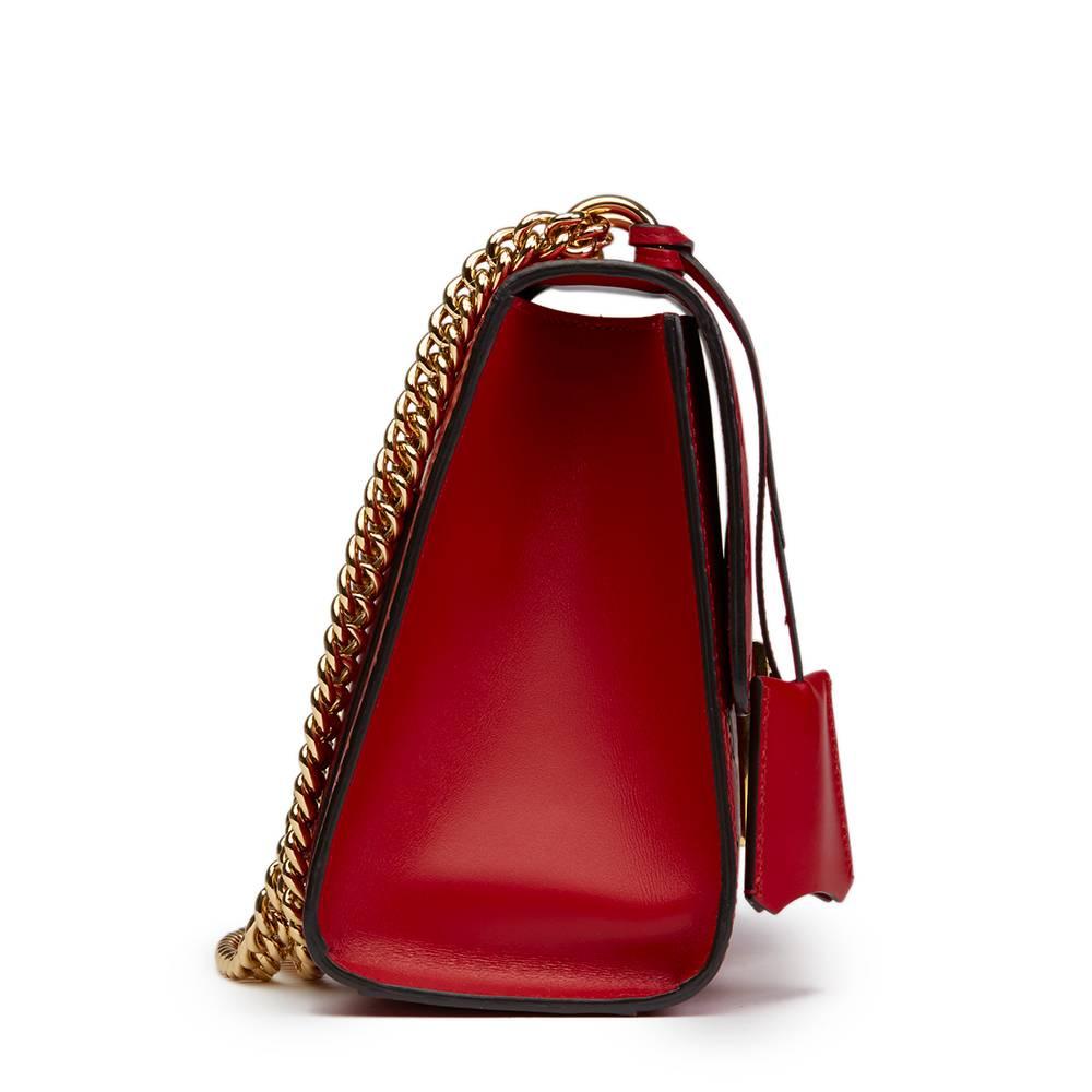 2017 Gucci Hibiscus Red Calfskin Leather Signature Padlock Shoulder Bag In Excellent Condition In Bishop's Stortford, Hertfordshire
