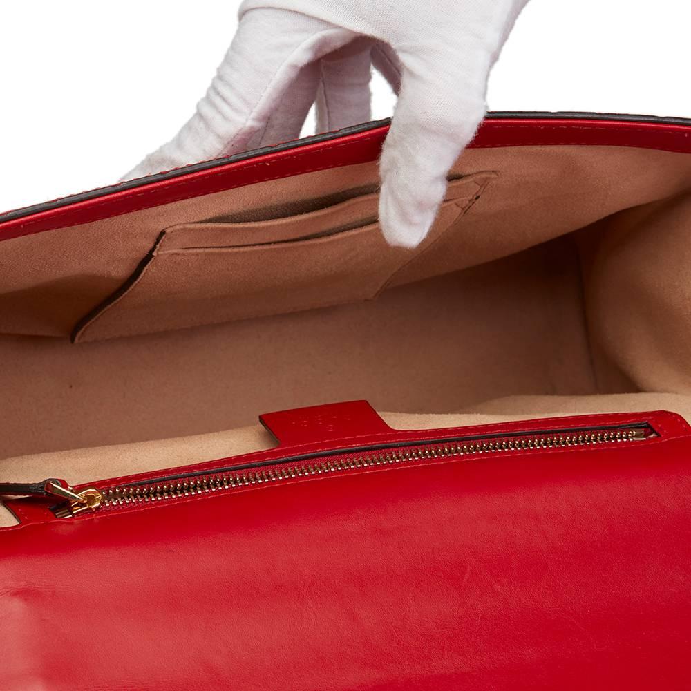 2017 Gucci Hibiscus Red Calfskin Leather Signature Padlock Shoulder Bag 3