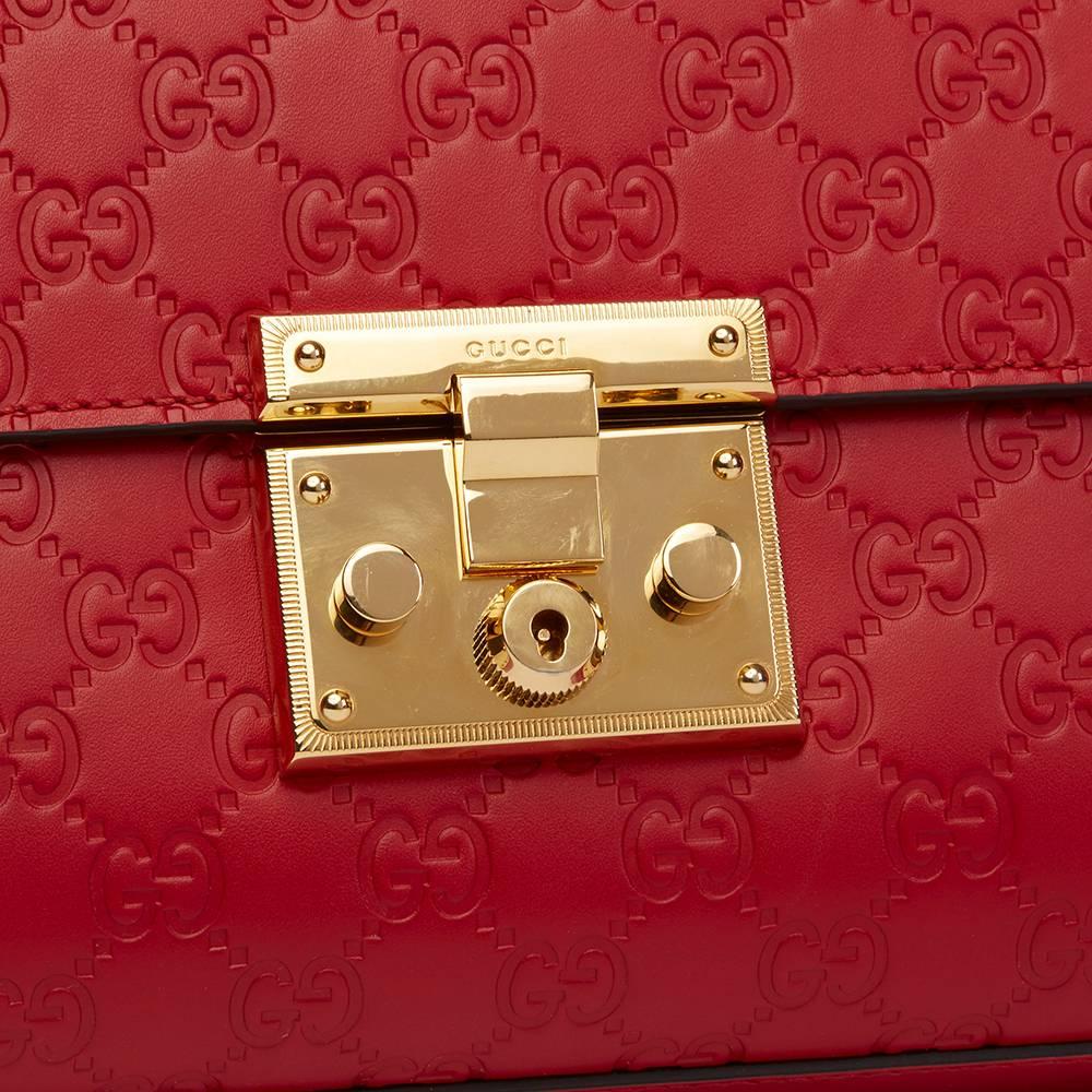 2017 Gucci Hibiscus Red Calfskin Leather Signature Padlock Shoulder Bag 1