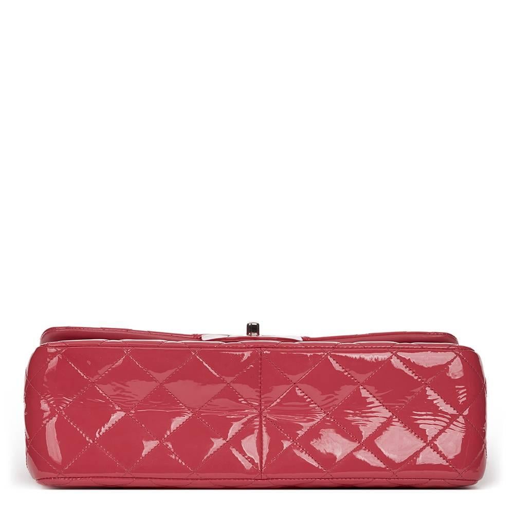 2014 Chanel Pink Quilted Patent Leather Jumbo Classic Double Flap Bag  In Good Condition In Bishop's Stortford, Hertfordshire