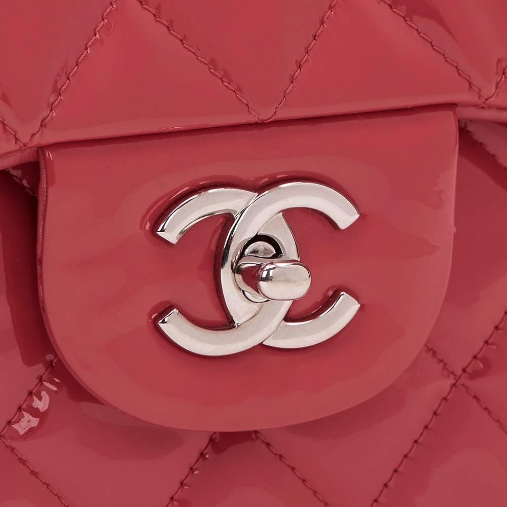 2014 Chanel Pink Quilted Patent Leather Jumbo Classic Double Flap Bag  1