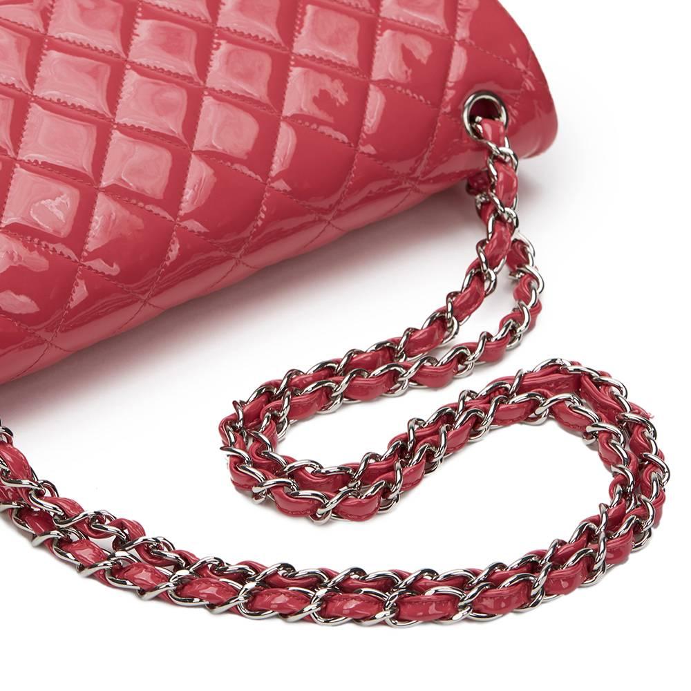 2014 Chanel Pink Quilted Patent Leather Jumbo Classic Double Flap Bag  2