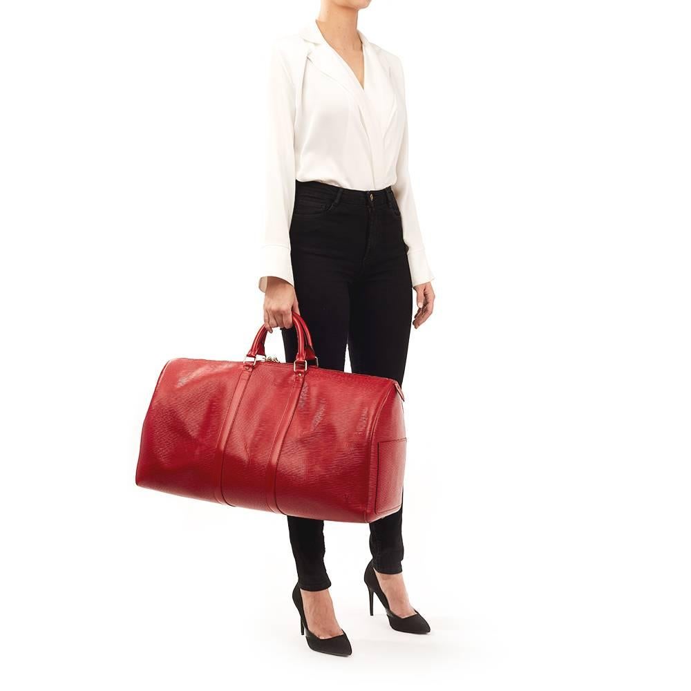 1997 Louis Vuitton Red Epi Leather Vintage Keepall 55 6