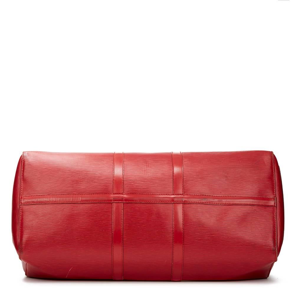 Women's or Men's 1997 Louis Vuitton Red Epi Leather Vintage Keepall 55