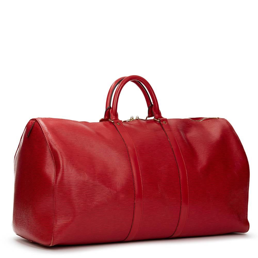 1997 Louis Vuitton Red Epi Leather Vintage Keepall 55 In Good Condition In Bishop's Stortford, Hertfordshire