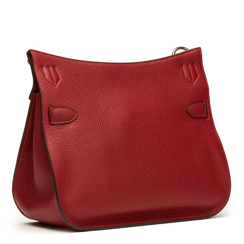 Red 2014 Hermes Rouge H & Rouge Casaque Clemence Leather Two-Tone Jypsiere 31