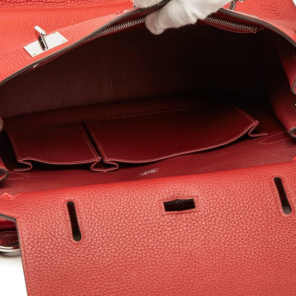 2014 Hermes Rouge H & Rouge Casaque Clemence Leather Two-Tone Jypsiere 31 2
