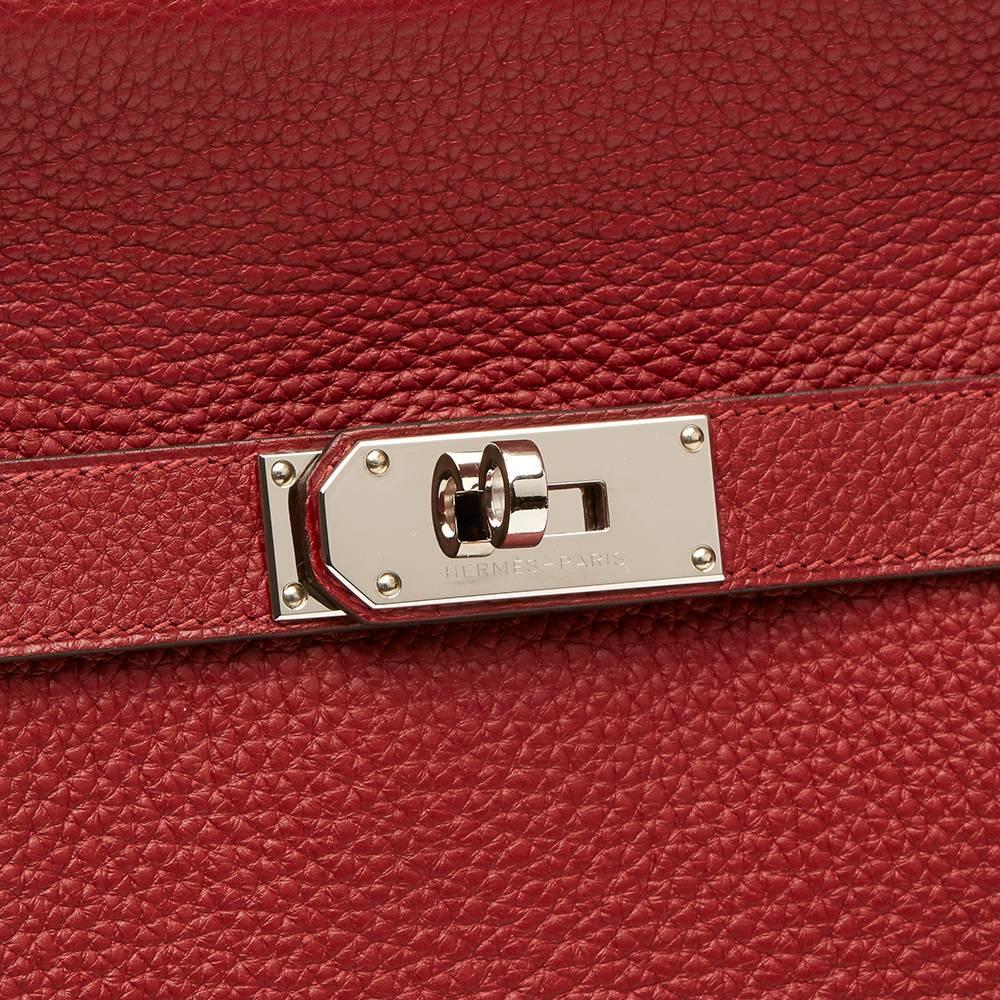 Women's 2014 Hermes Rouge H & Rouge Casaque Clemence Leather Two-Tone Jypsiere 31