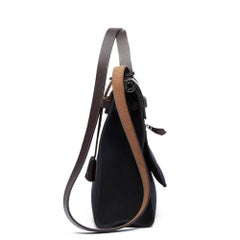 2015 Hermes Ebene Hunter Cowhide Leather & Black Canvas Herbag Zip 31