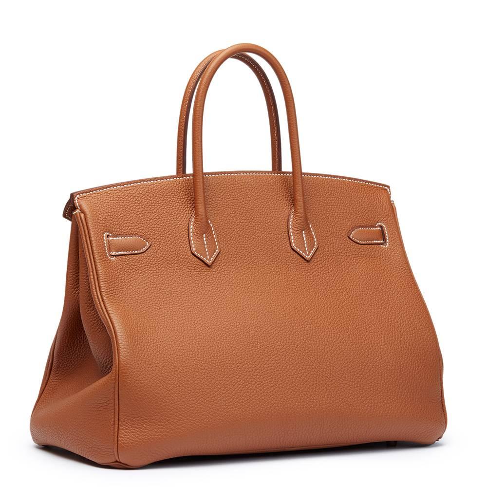 Brown 2015 Hermes Gold Togo Leather Birkin 35cm