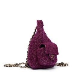 2012 Chanel Aubergine Quilted Tweed Fabric Mini Backpack