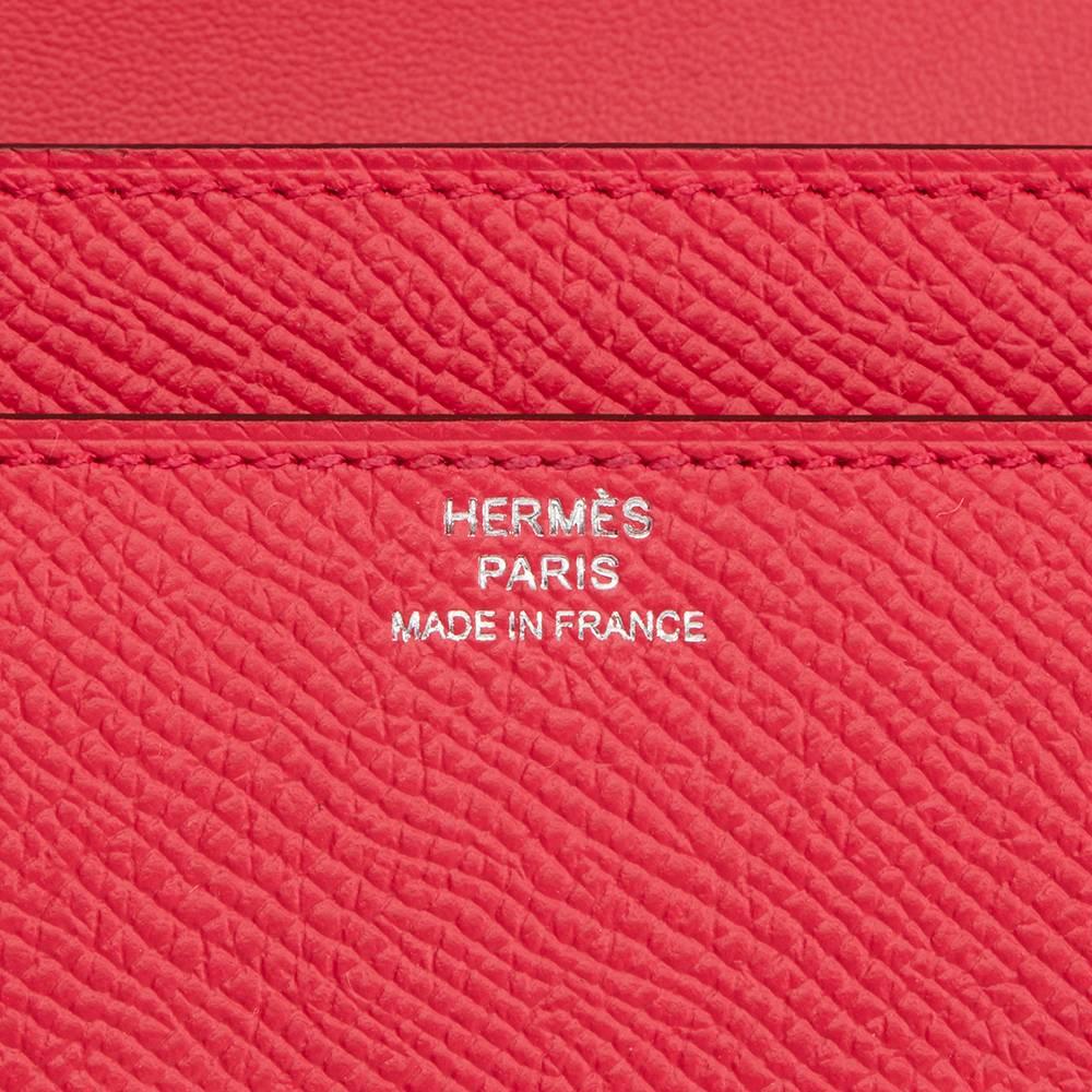 Red 2017 Hermes Rose Extreme Epsom Leather Constance Long Wallet 